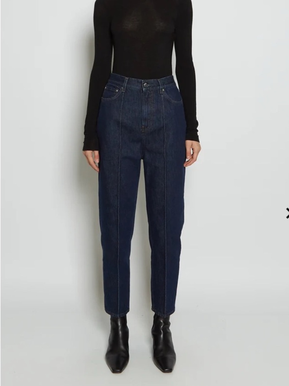 Toteme Dark Blue High-Rise Tapered Leg Jeans